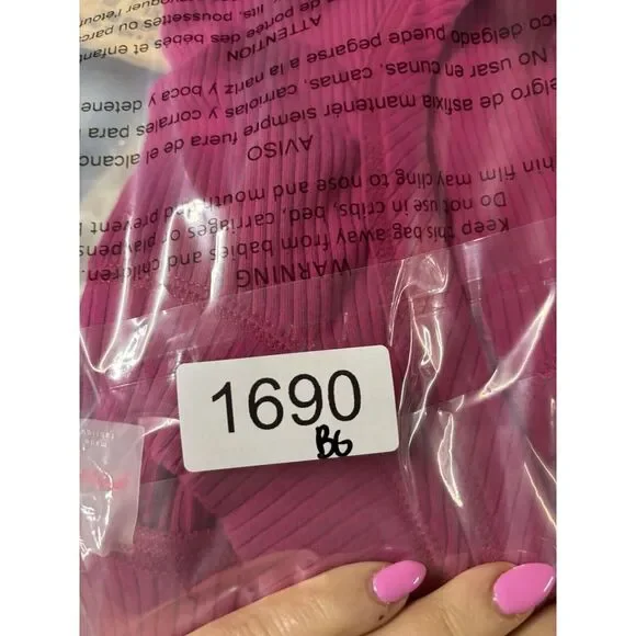 Free People Movement Magenta Pink Ribbed High Neck Tank Top Small NWT - Picture 7 of 7